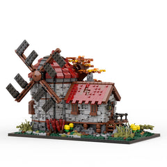 MOC 58912 Architecture Modular Medieval Windmill Brick Toy