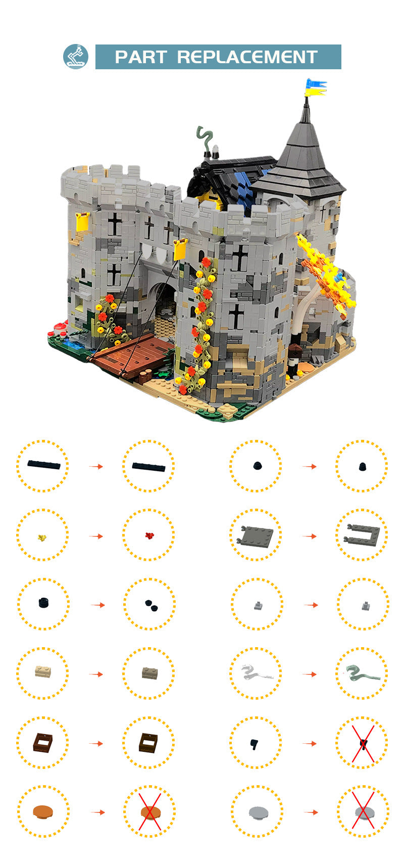 Architecture MOC 113094 Medieval Castle Black Falcon's Fortress Brick Toy