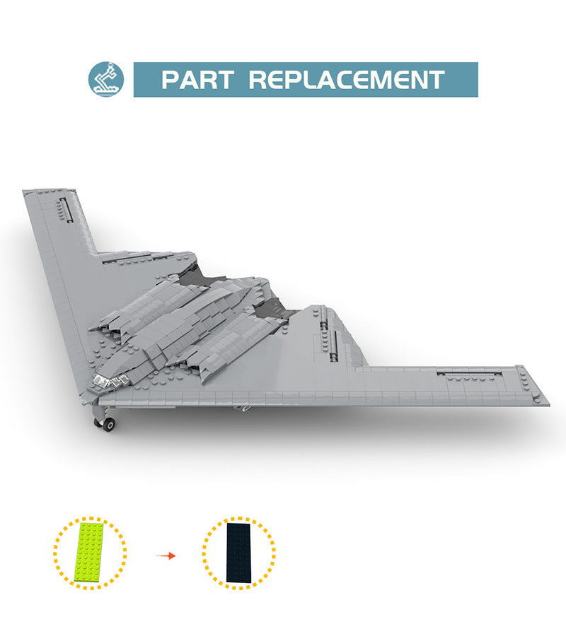 MOC 141726 WW2 Military B-2 Spirit Ghost Bomber Brick Toy(1:72 Scale)