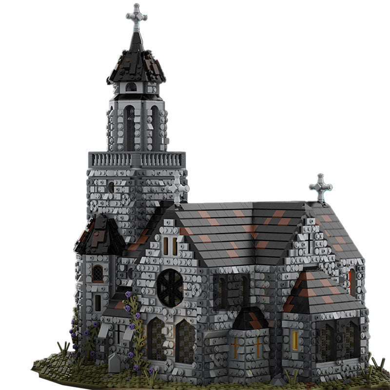 MOC 76813 Vintage European Architecture Medieval Cathedral Bricks Toy