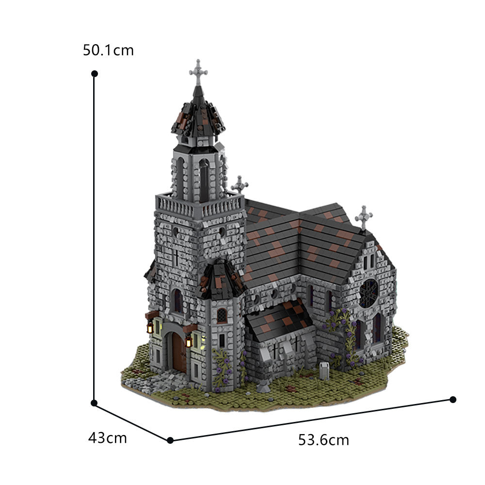 MOC 76813 Vintage European Architecture Medieval Cathedral Bricks Toy