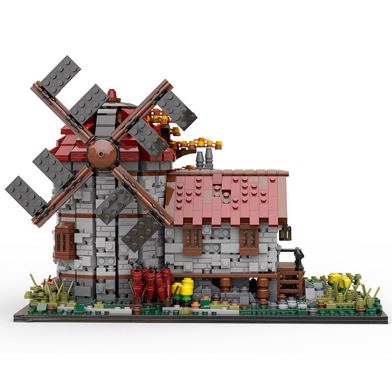 MOC 58912 Architecture Modular Medieval Windmill Brick Toy