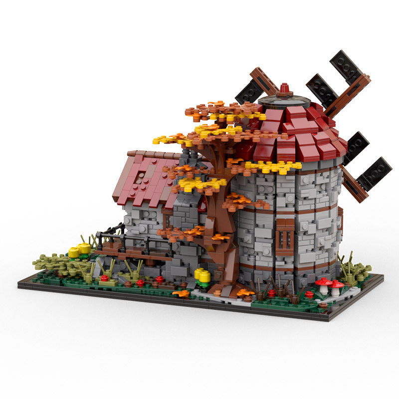 MOC 58912 Architecture Modular Medieval Windmill Brick Toy