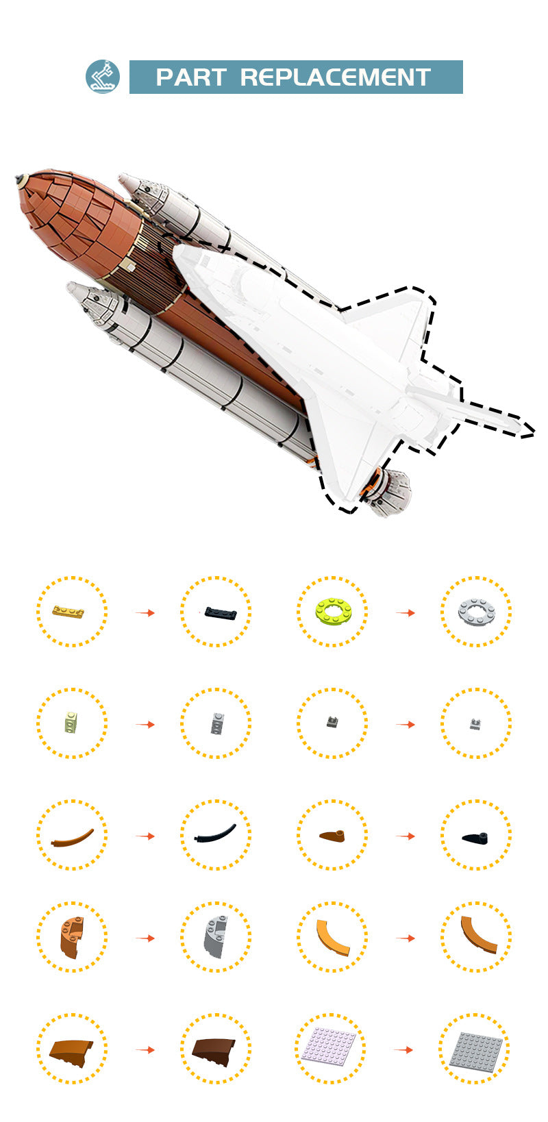 NASA Space Shuttle Discovery(10283) - External Fuel Tank & SRB Addon MOC 76210+MOC 76240+MOC 102642 Bricks Toy