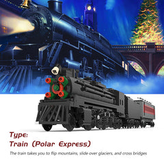 MOC The Polar Express Steam Train Christmas Snow City Railway Locomotive Brick Toy