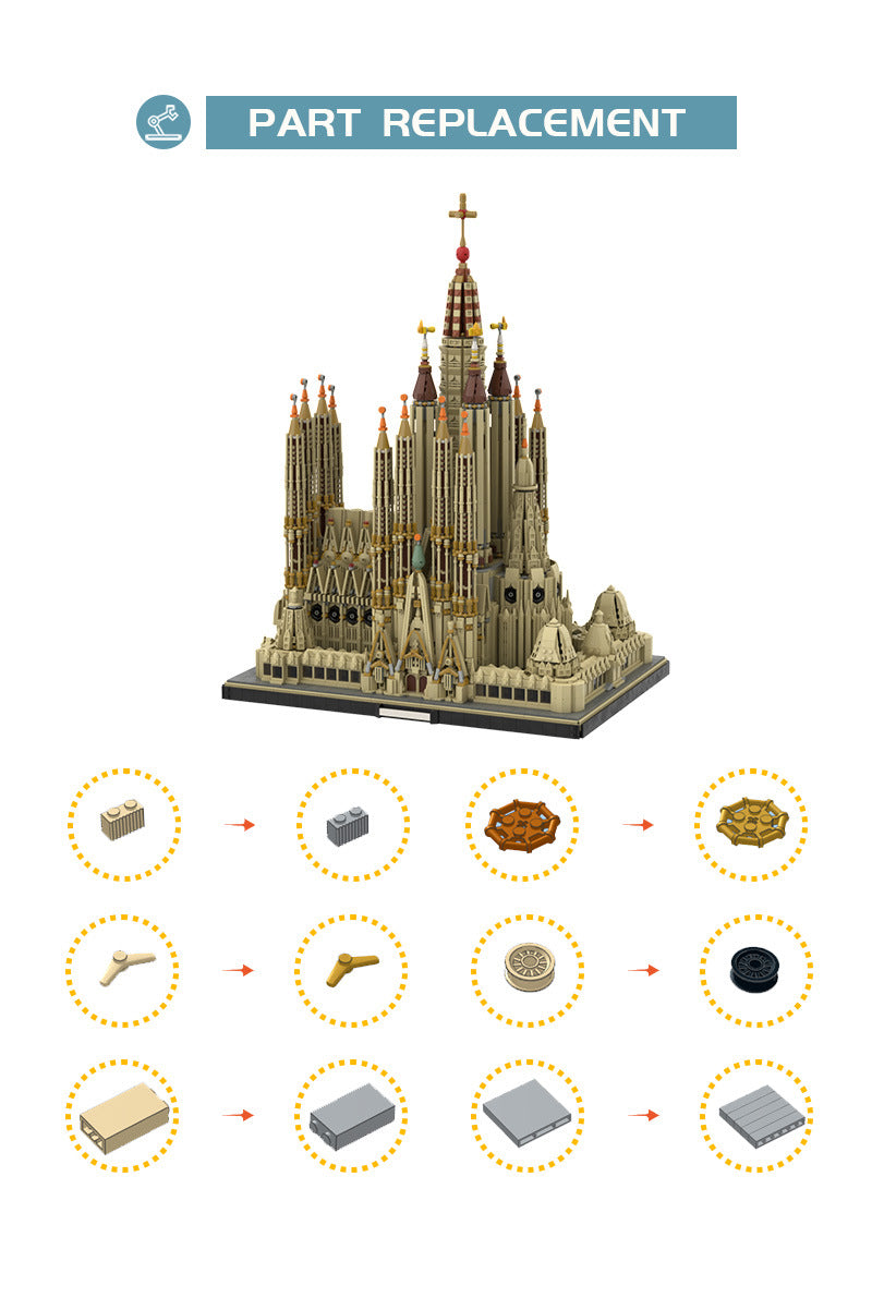 MOC 65795 Sagrada Familia Barcelona Medieval Architecture Bricks Toys