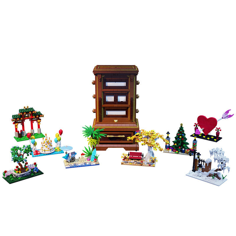 MOC 117295 Architecture Creativity Seasonal In Time Functional Calendar Street Scene Brick Toy