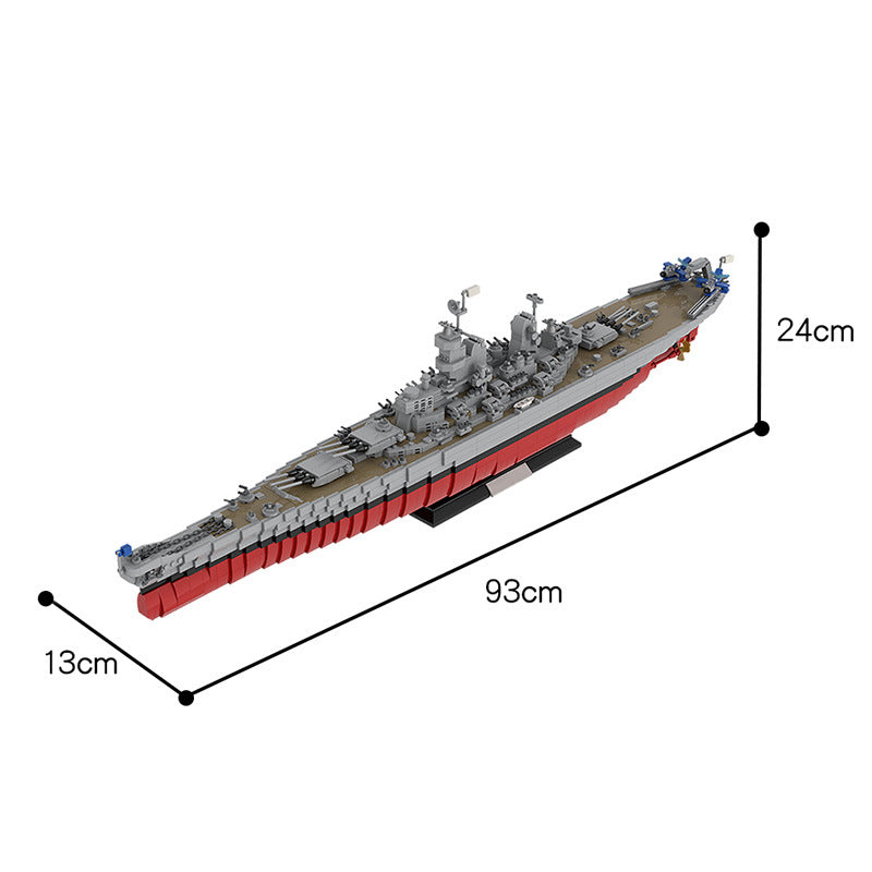 MOC 31764 WWII USS Missouri BB-63 Military Warship Iowa Class Battleship Brick Toy(1:200 Scale)