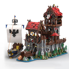 MOC 136695 Wolfpack Tower & Medieval Ship Classic Castle Bricks Toys