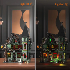 Haunted House Building Set with Lights, Halloween Mansion Building Toy for Adults